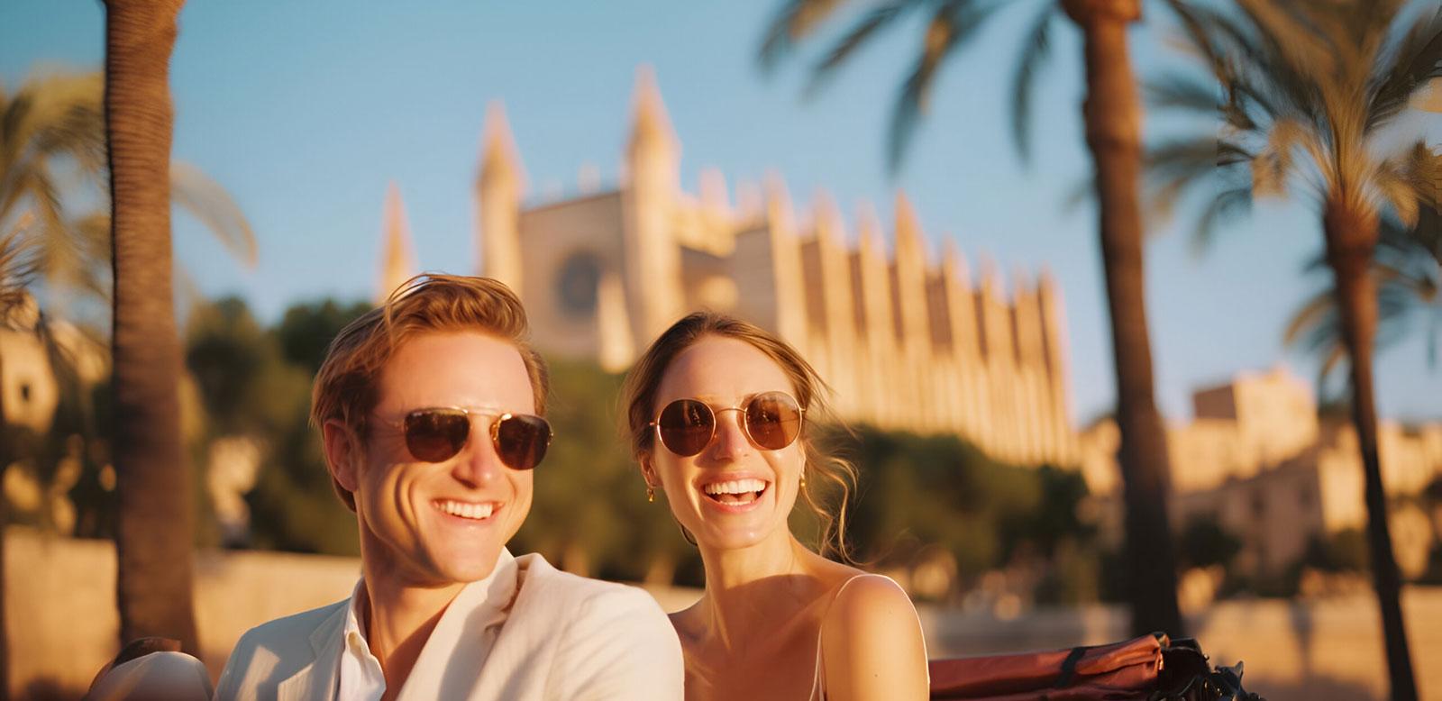 Blick auf die Kathedrale La Seu in Palmas Abendsonne